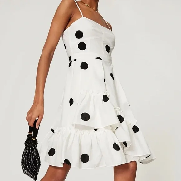 Derek Lam | Dresses | Derek Lam Polka Dot Black White Cami Flare Dress Sz 4  390 | Poshmark